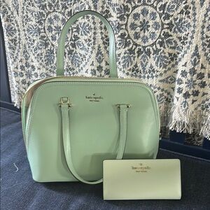 Kate Spade Mint Green Handbag and Wallet Set